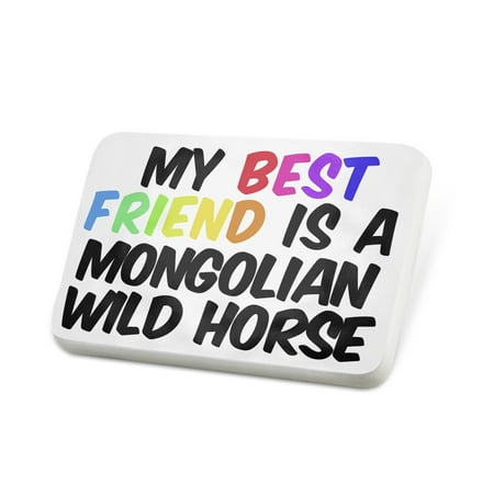 Porcelein Pin My best Friend a Mongolian Wild Horse Lapel Badge –