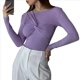 thumbnail image 3 of Camiseta Asimétrica de Larga con Cuello en V y Frontal para Mujer Púrpura L, 3 of 9