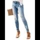 thumbnail image 3 of Pantalones Vaqueros Ajustados, Rotos y Desgastados para Mujer. Azul L, 3 of 10