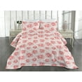 thumbnail image 2 of Ambesonne Blooming Roses Quilted Coverlet 2 Pcs, Art Innocent Flowers, Twin Size, Dark Coral Rose Blush, 2 of 4