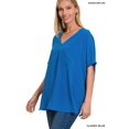thumbnail image 2 of J. METHOD Women's Tunic Top - Woven Airflow V-neck Dolman Short Sleeve T Shirts with Chest Pocket, 2 of 3