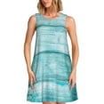 thumbnail image 1 of Balery Teal Turquoise Wood Vestidos de verano para mujer con estampado: vestido holgado sin mangas, vestido playero informal y cómodo para días calurosos., 1 of 7