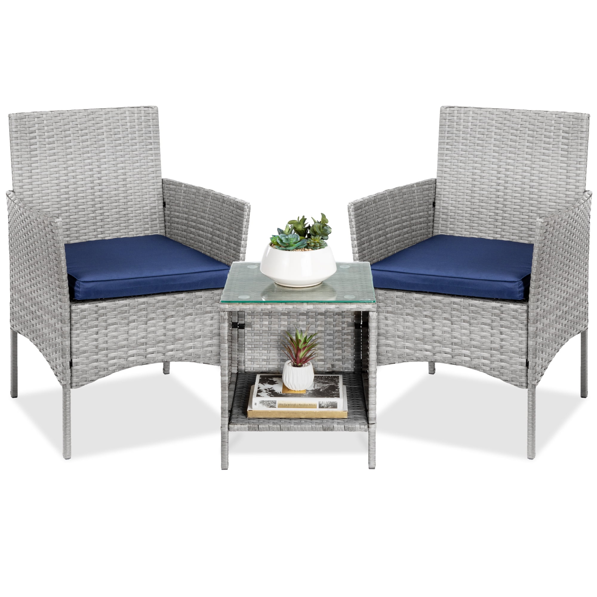 Best Choice Products 3-Piece Outdoor Wicker Conversation Bistro Set