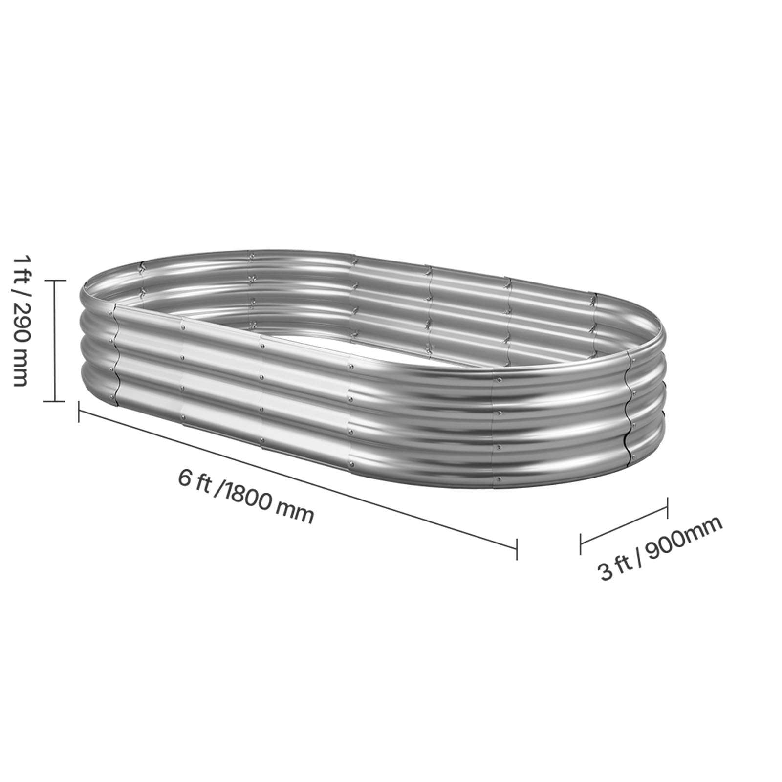 KFFKFF Metal Raised Garden Bed, 6 x 3 x 1 ft Outdoor Galvanized Planter Box, Open Base Design, Spacious Planter for Vegetables, Flowers, Herbs, and Succulents, Galvanized Finish