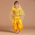 thumbnail image 2 of Set de Traje de Danza de Vientre de Niñas Diseño con Bor de Moneda Artificial con Bufanda de Cadera Ropa de de Danza Amarillo Macarena Traje de danza del vientre, 2 of 8