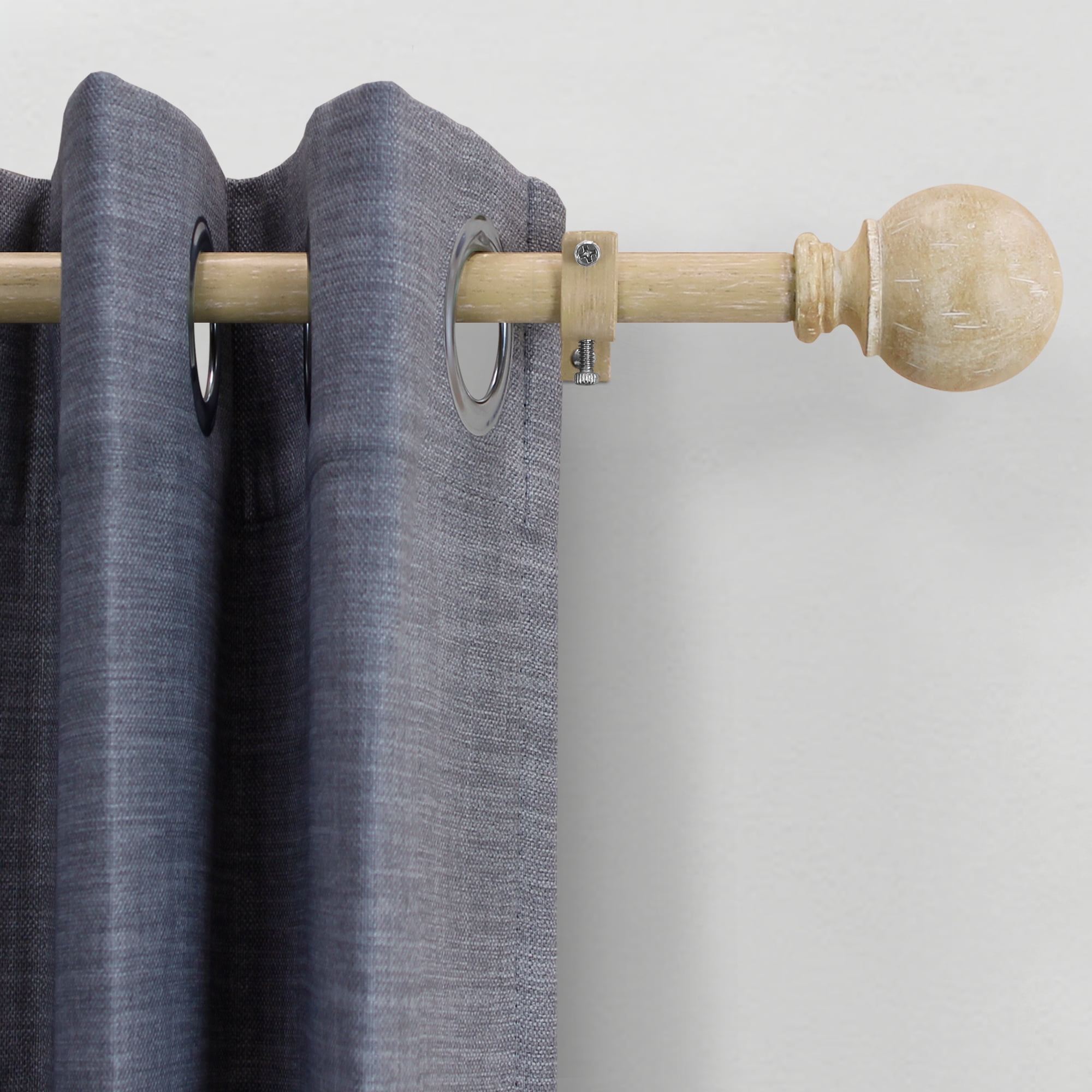 Mainstays 3/4" Faux Wood Ball Single Curtain Rod Set, 25-84"