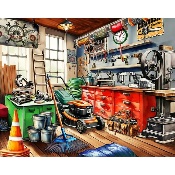 Springbok 1000 Piece Tool Man's Garage Jigsaw Puzzle for Adults - Poster Now Included