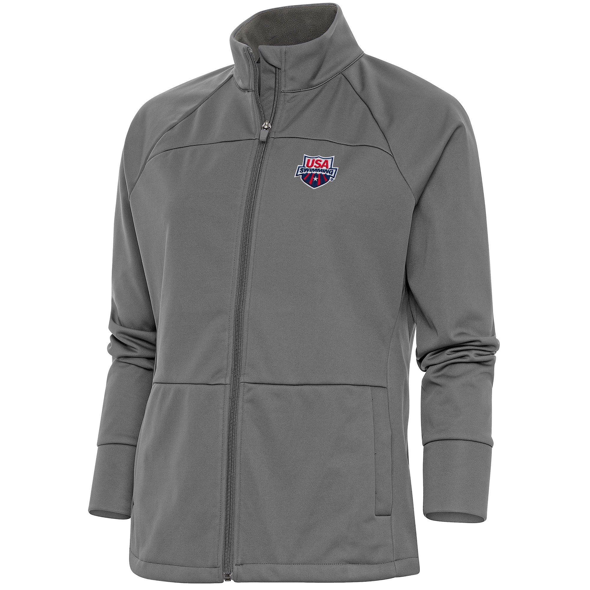 Women's Antigua Steel USA Swimming Links Full-Zip Golf Jacket
