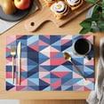 thumbnail image 2 of Blue Pink Abstract Art Placemats Set of 4 Geometric Modern Art Place Mats Indoor Wipeable Table Mats Washable Cloth Dining Table Placemats for Kitchen Holiday Party Home Decor 13x19 Inch, 2 of 9