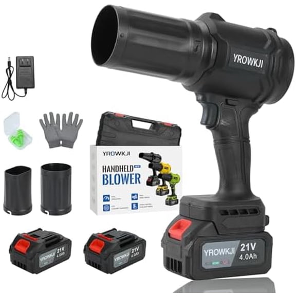 Leaf Blower Cordless, 21v Handheld Leaf Blower with 2 X 4.0ah Batteries and Charger, 980,000 RPM Mini Blower, for Lawn Care, Patio, Dust, Blowing Leaves, Snow