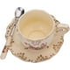 thumbnail image 3 of Juego de taza y platillo de té, 8 oz. Taza de café de porcelana marfil, juego de taza de té de cerámica floral vintage con platillo y cuchara., 3 of 5