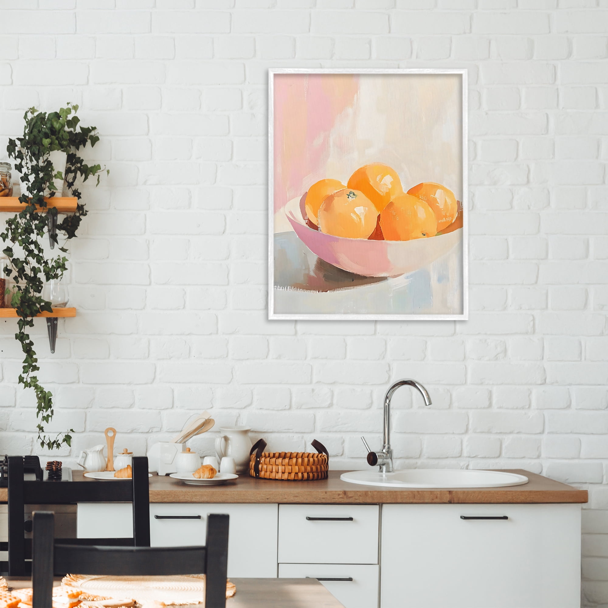 Stupell Industries Pastel Bowl of Oranges White Framed Giclee Art, design by The Prints Vibe