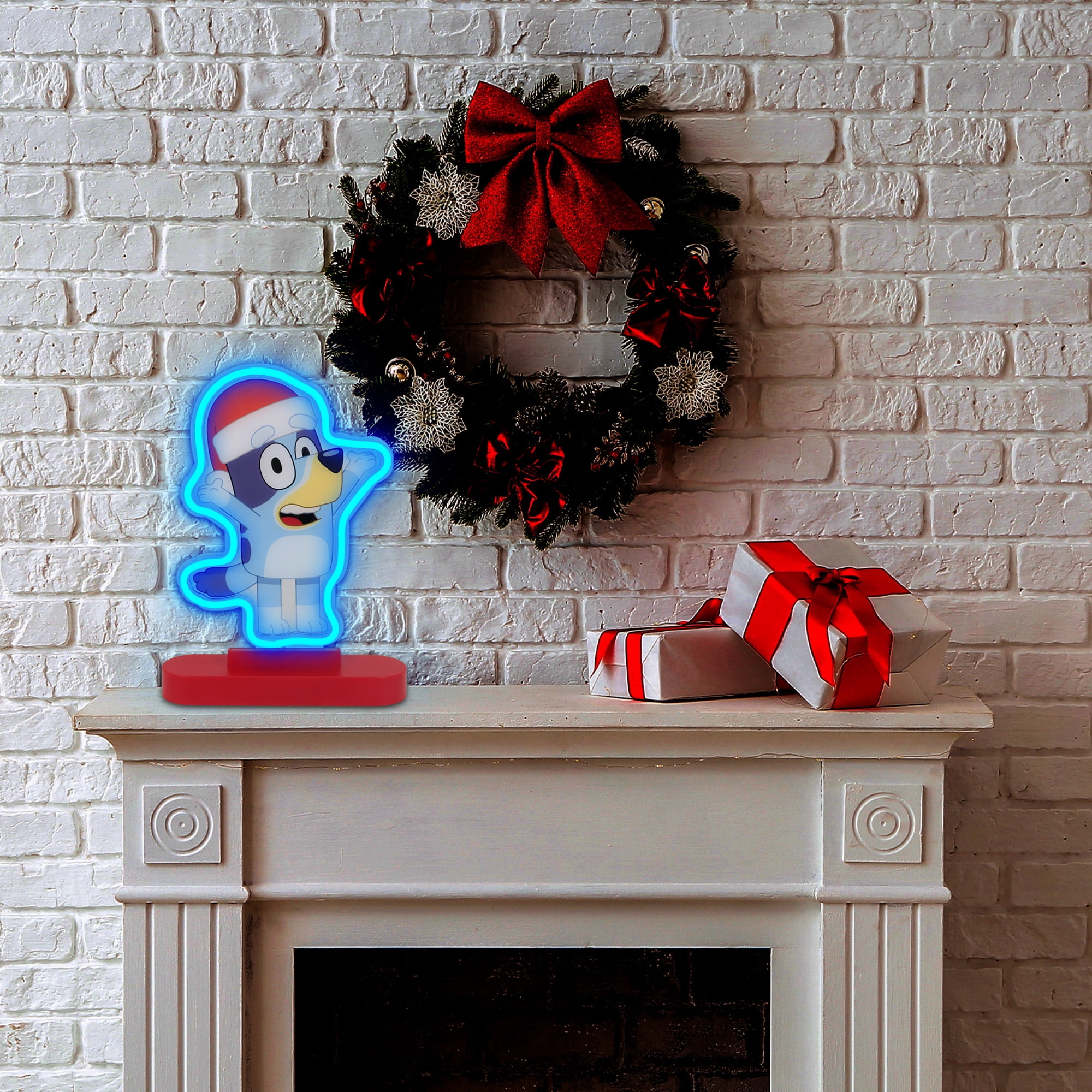 Bluey Neon Tabletop Light with Santa Hat