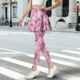 thumbnail image 2 of SCRAWLGOD Pink Tie-Dye Fashionable Women's Skirt with Leggings Breathable Yoga Tennis Golf Skirted Leggings with Pocket Full Length Stretchy Athletic Pants, L, 2 of 7