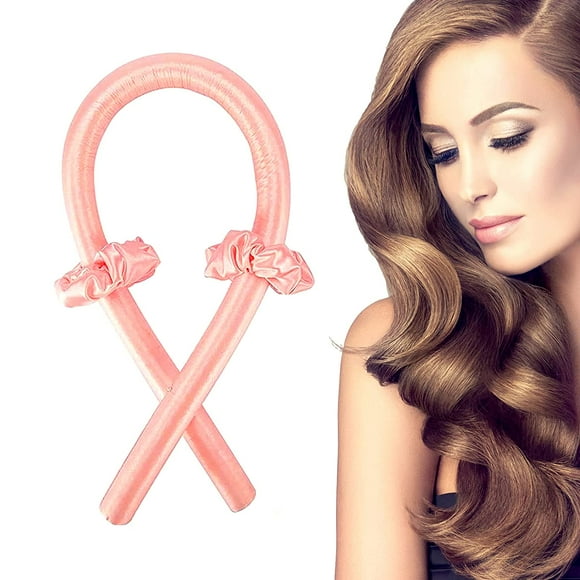 Heatless Hair Curlers You Can Sleep In, Soft No Heat Curlers Headband Hair Curling Ribbon For Long Hair, Curl Former Waves Sleep Styler Rods(Pink)