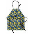 thumbnail image 1 of Flower Apron, Vibrant Lily Blossom Paintbrush Bouquet Flourishing Botanical Pattern, Unisex Kitchen Bib with Adjustable Neck for Cooking Gardening, Adult Size, Dark Blue Yellow White, by Ambesonne, 1 of 4