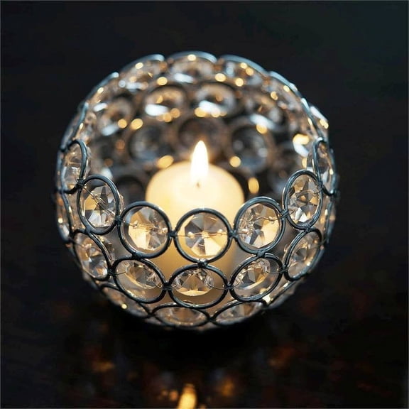 Efavormart Crystal Beaded Votive Tealight Wedding Crystal Candle Holder - 4" Dia x 3.5" Tall