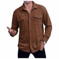 thumbnail image 7 of DPTALR Men's Casual Solid Color Turndown Collar Long Sleeve Shirt with Pockets,Coffee,Big and Tall Men XL, 7 of 7