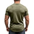 thumbnail image 4 of Mens Lace Up Tshirt Short Sleeve V Neck Casual Summer Beach Vacation Top Army Green 2XL, 4 of 8