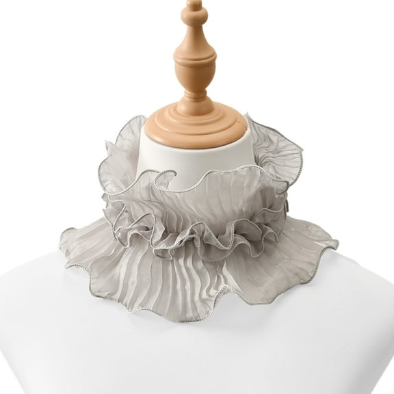 Yokua Lace Edged Neck Scarf Polyester Stylish Shirt Collar with Beautiful Ruffle