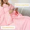 thumbnail image 3 of Catalonia Wearable TV Blanket with Sleeves Arms & Feet pockets for Adult Micro Plush Fleece Large Wrap Throw Robe 73" x 53", 3 of 9