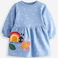 thumbnail image 4 of bbymog Little Girl Dresses Crewneck Long Sleeve Cotton Dress for Girls Kids Clothes Light Blue 5 years, 4 of 6