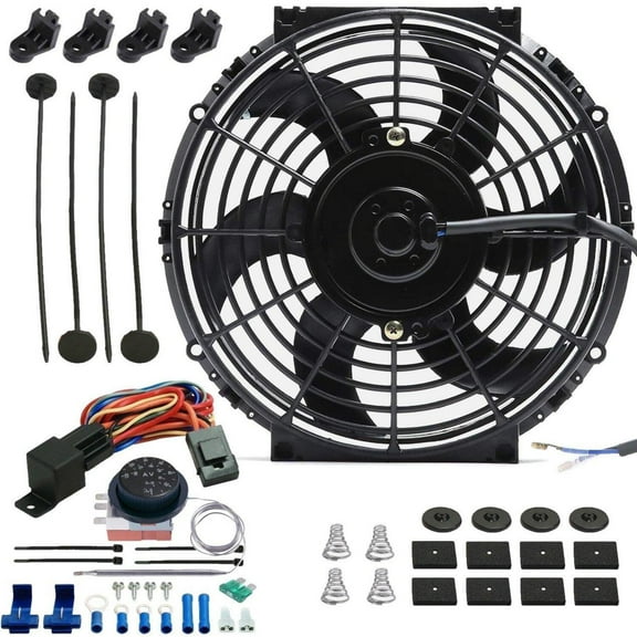 10-11 Inch 90w Electric Radiator Fan Adjustable Thermostat Wiring Switch Kit