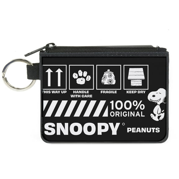 Peanuts Wallet, Coin Purse, Peanuts Snoopy Care Symbols 100% Original Black White, Canvas