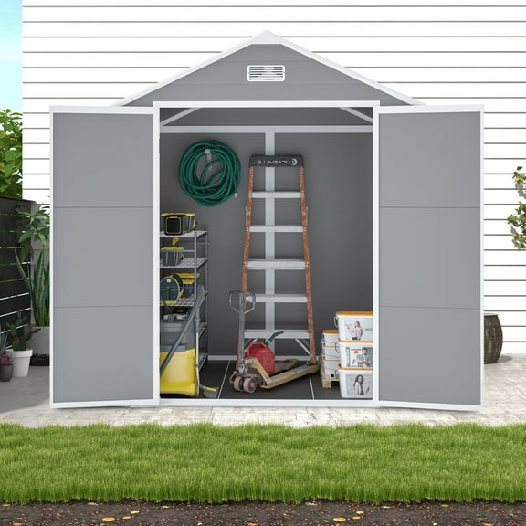Segmart 6x5FT Shed, Heavy-duty Resin Storage Shed for Outdoor Patio, Lockable Plastic Shed with Floor, Window, Vents