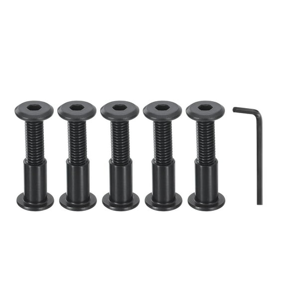 Uxcell 5Sets M8x50mm Hex Drive Socket Cap Bolt M8x18mm Nuts with Hex Wrench Black