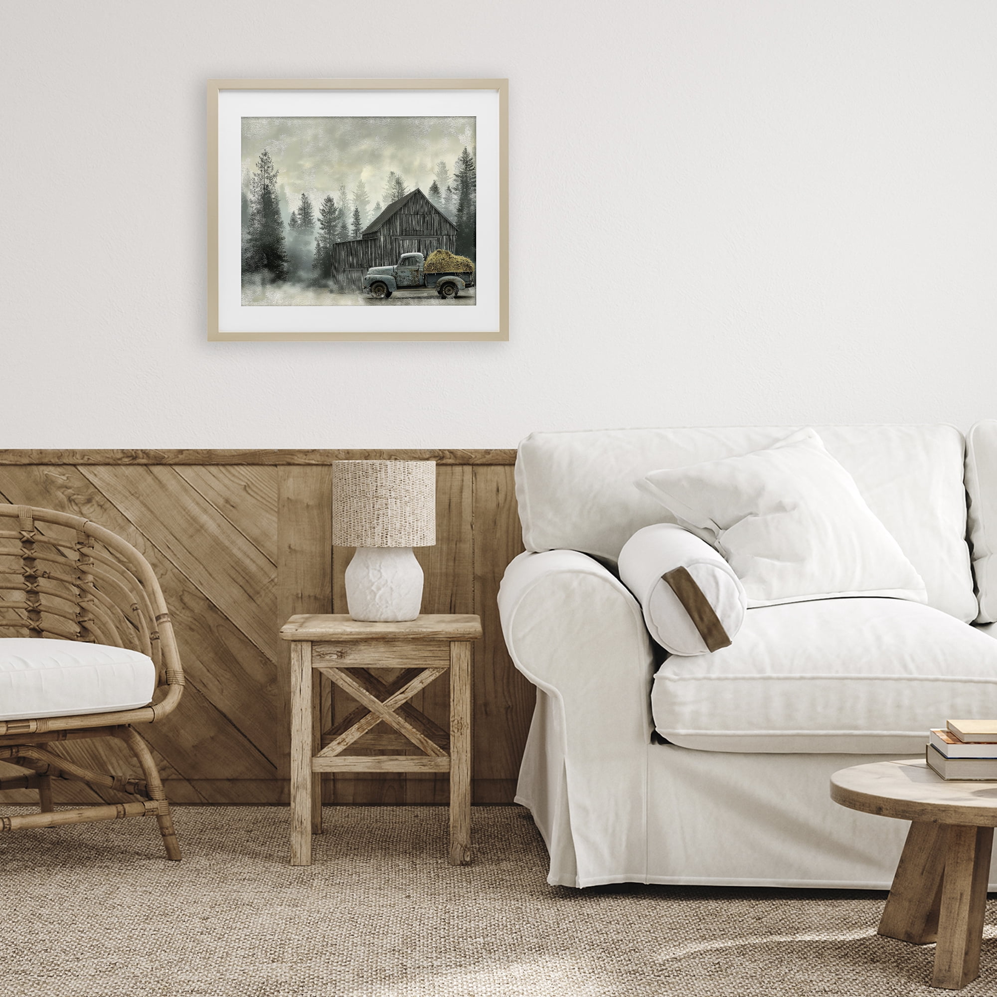 Stupell Industries Vintage Pickup at Misty Barn Birch Framed Print Under Glass, design by Imagine It Images