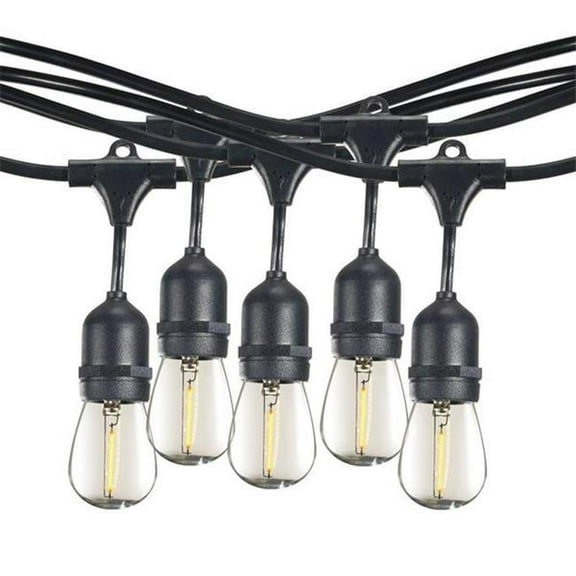 30' STRING LIGHT 12 SOCKETS 30'' SPACING E26 BLACK KIT - W/1W PLASTIC LED S14 CLEAR LAMPS