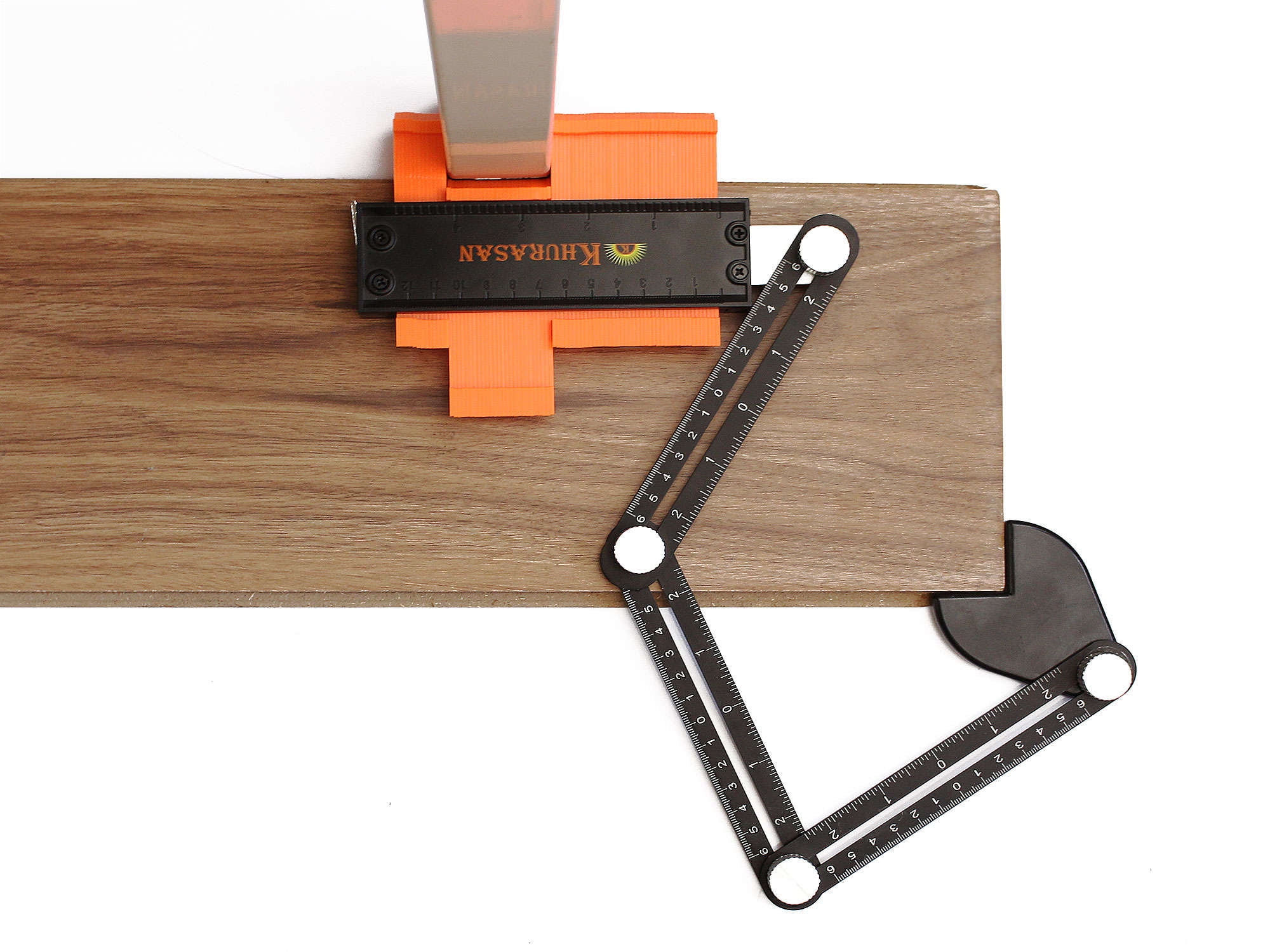Khurasan 10" and 5" Contour Gauge Tool Set with Lock, Adjustable Screws, 3-Fold Angle Ruler and Pencil - 2 Pack
