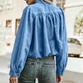 thumbnail image 3 of Women's Jean Jacket Cropped Long Puff Sleeve Button Down Denim Jackets (BU3), 3 of 5