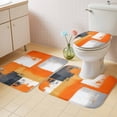 thumbnail image 2 of Burnt Orange Grey Bath Mat 3 Piece Bathroom Rug Set, Modern Oil Painted Art Abstract Non Slip Bath Rug Contour Mat and Toilet Lid Cover, Absorbent Shower Mats Soft Bath Rugs and Mats Sets, 2 of 8