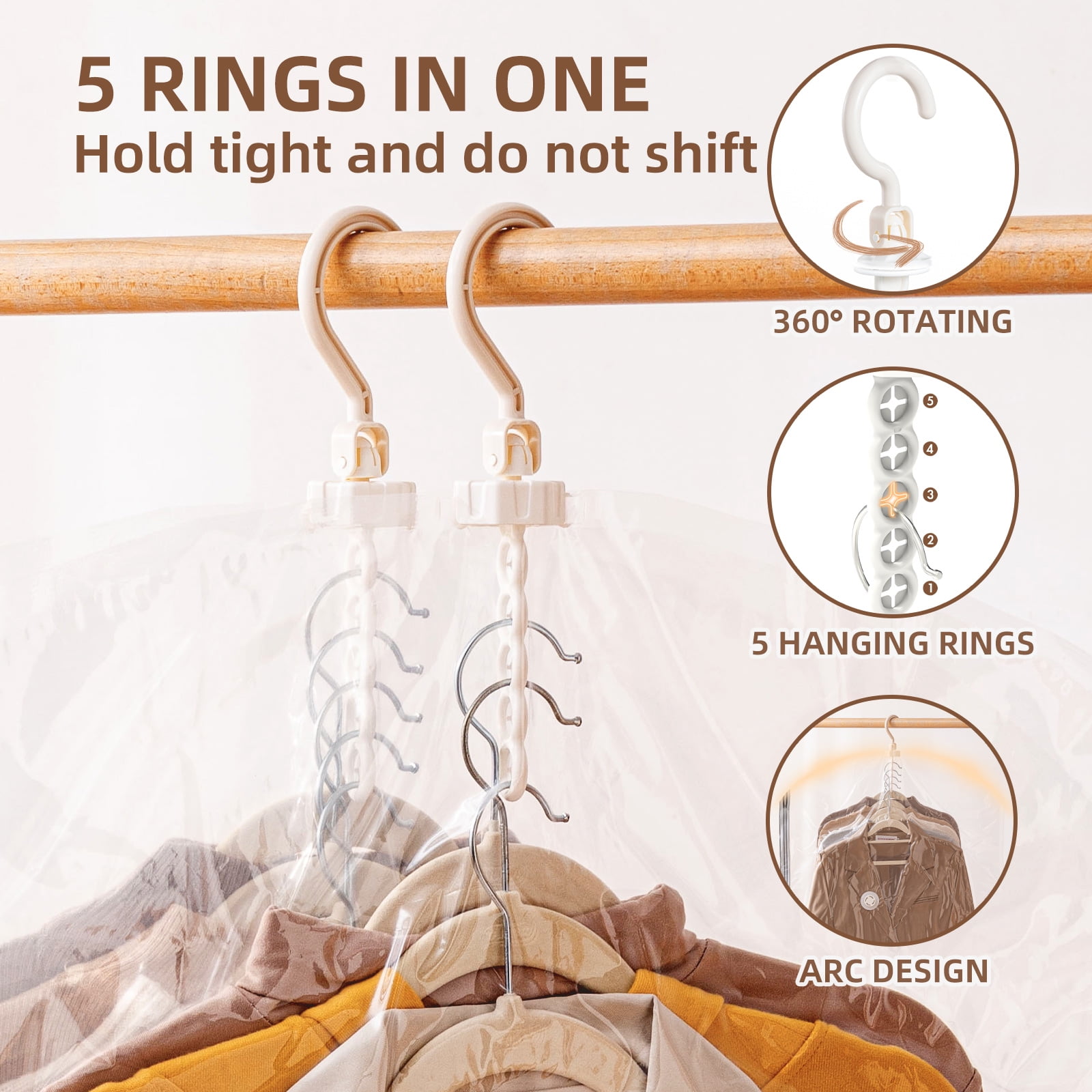 TAILI Hanging Vacuum Storage Bags Space Saver Vacuum for Clothing Suits and Jackets Organizers