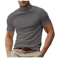 thumbnail image 1 of T-Shirts à Col Roulé pour Hommes - Chandail à Manches Courtes, Haut Ajusté, Confortable et Élégant, 1 of 6