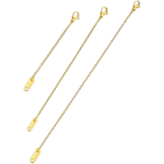 18k Gold Plated Necklace Extenders Delicate Necklace Extender Chain Set for Women 3 Piece Set, Extensions 2", 4", 6" Inches Hypoallergenic in Gold, Rose Gold, or Silver