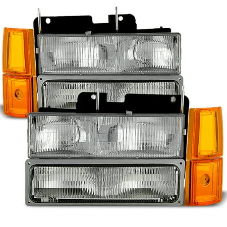- Fit 94-99 GMC C/K Pickup Suburban Sierra Headlights+Bumper+Corner Signal Lights