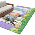 thumbnail image 2 of Easter Bunny Area Rug 4'x6', Colorful Eggs Spring Grass Purple Blue Wooden Washable Non-Slip Rugs, Low Pile Large Carpet for Living Room Bedroom Dining Room Kitchen Office Indoor Mat, 2 of 9