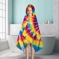 thumbnail image 6 of Colorful Tie Dye Mandala Pattern Hooded Bath Towel，50"x30" for Ages 3 To 12 Kids, Quick Dry Lightweight Soft Microfiber Hood Beach Towel Cover Up for Kids, 6 of 7