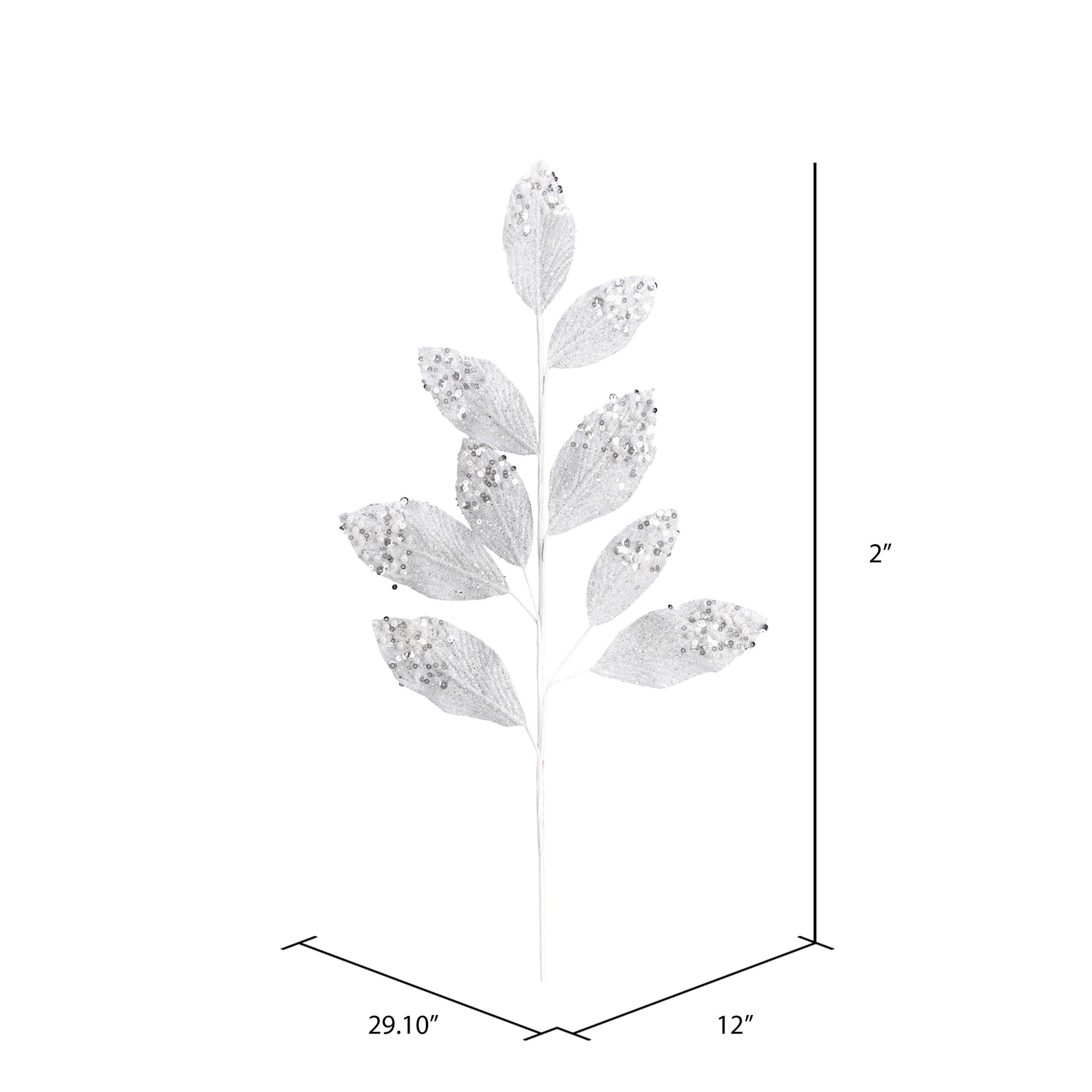 29 Glitter White Berry and Leaf Stem – Florist Wreath Supply