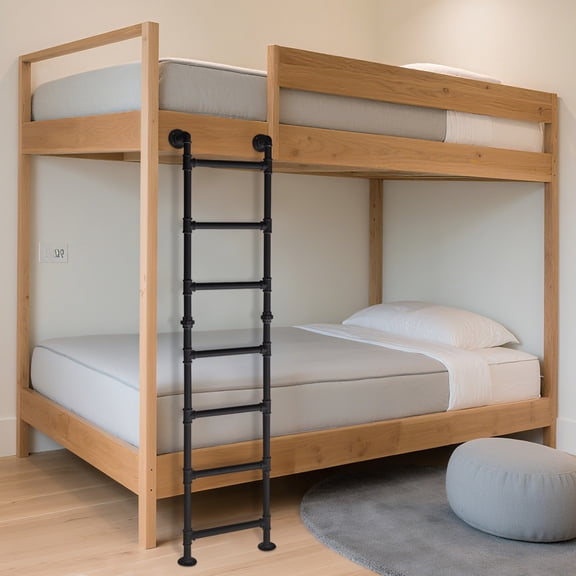 Bunk Bed Ladder 7-Step Metal Ladder High Loft Attic Step Ladder 200kg Load Black