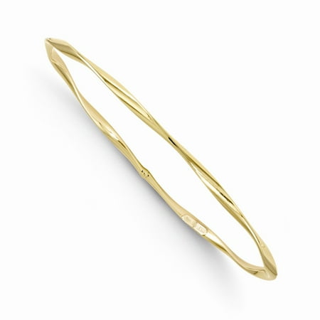 Solid 10K Yellow Gold Slip-On Bangle Bracelet 7" (3mm)