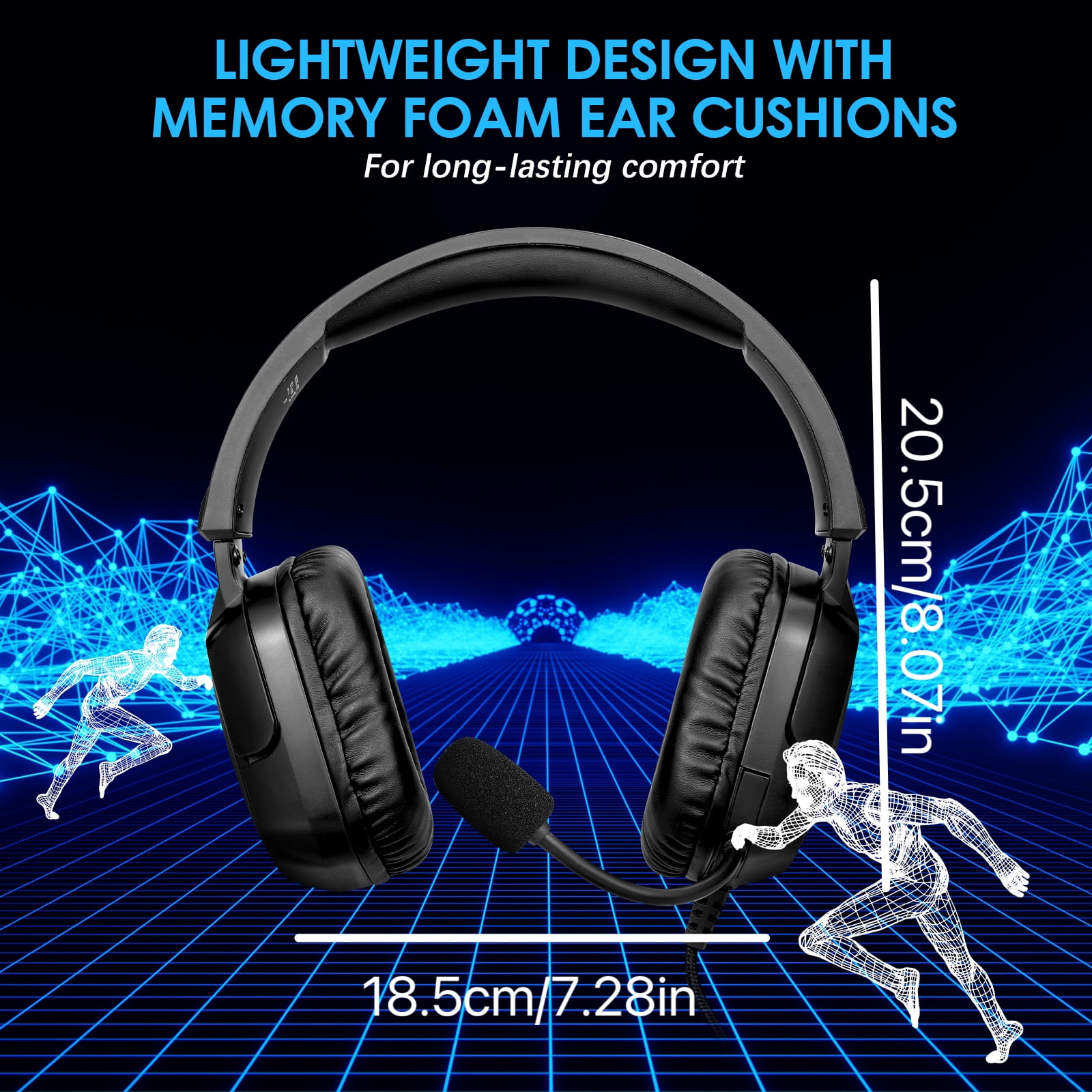 UHM Gaming Headset Wired for PS5 PS4 Xbox One Controller,Over Ear Headphones with Bass Stereo Sound,Noise Cancelling Microphone,RGB Lights for PC Phone Gamers