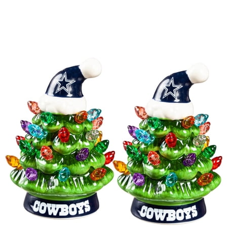 Dallas Cowboys 2-Pack 4 Ceramic LED Christmas Tree Set