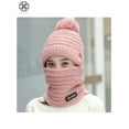 thumbnail image 7 of Luxtrada Womens Knit Scarf Hat Set Winter Warm Solid Pom Soft Venonat Beanie Caps Scarves (Pink), 7 of 7