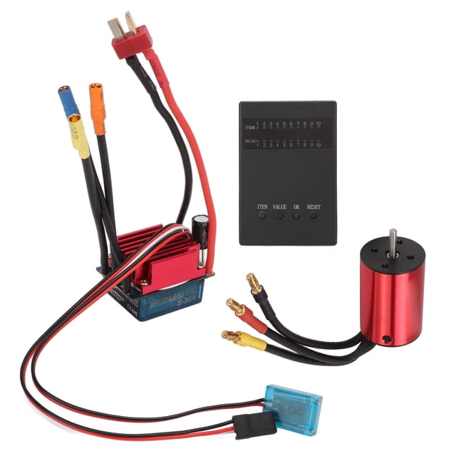 Conjunto de ESC de motor sin escobillas de alta torsión, protección múltiple, programable, S35A ESC sin escobillas con programador para 1/14 1/16
