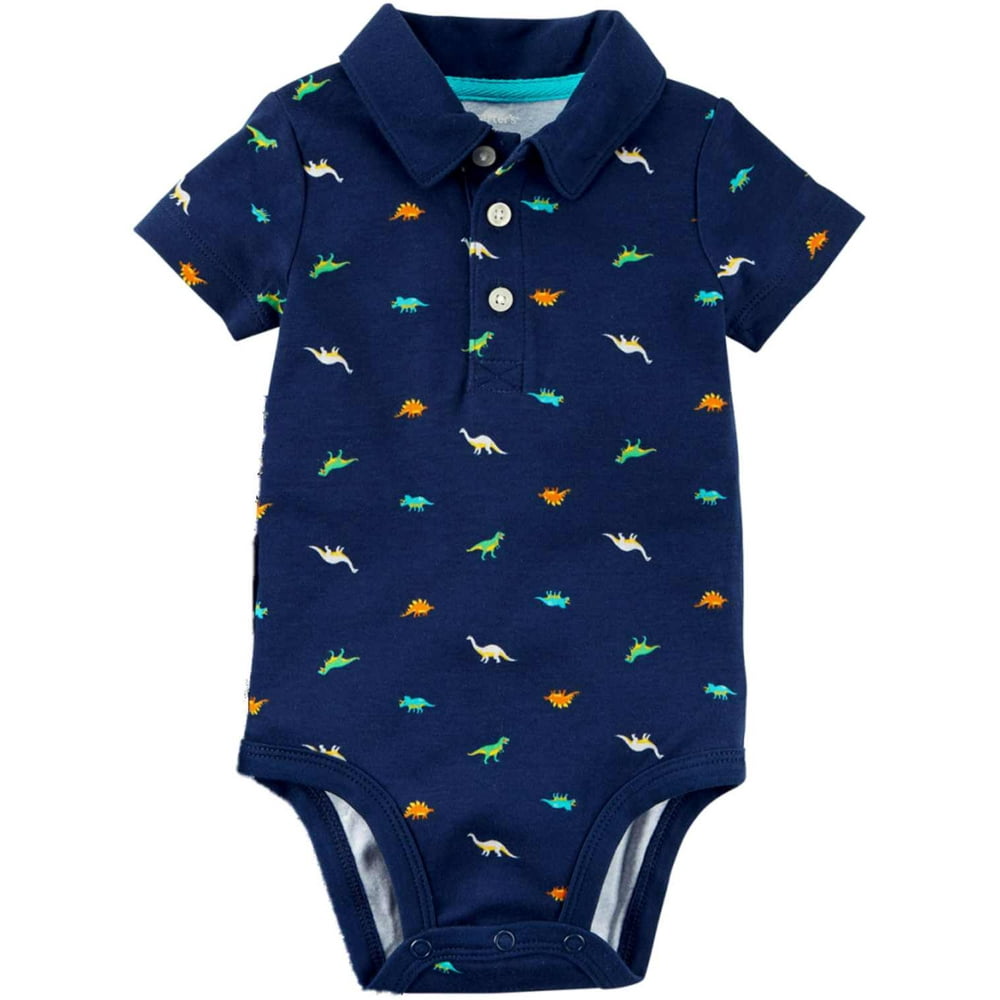 Carter's Carters Infant Boys Navy Blue Dinosaur Print Collared Polo