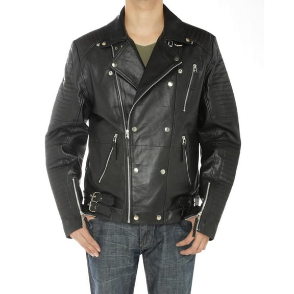 Mens Black Coat Luciano Natazzi Lambskin Leather Designer